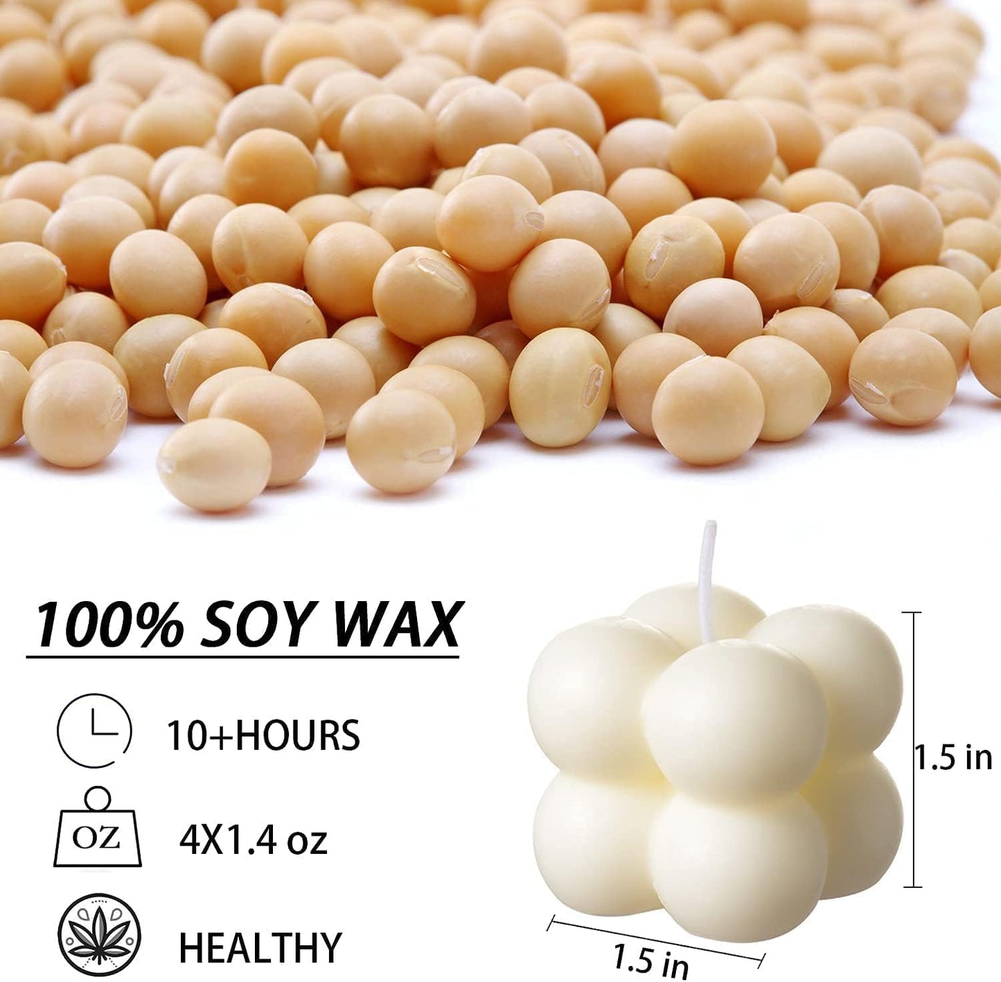 Soy Wax Tiny Cloud Bubble Cube Candle, Rose Scented ( Set of 2)