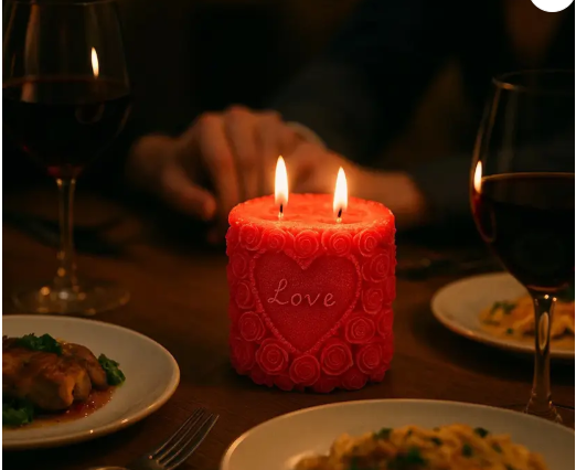 Rose Pillar Scented Candle - Love Candle Set -Red Candle Gift Set