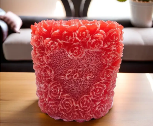 Rose Pillar Scented Candle - Love Candle Set -Red Candle Gift Set