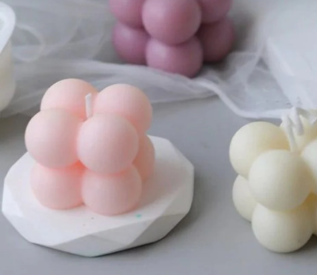Soy Wax Tiny Cloud Bubble Cube Candle, Rose Scented ( Set of 2)