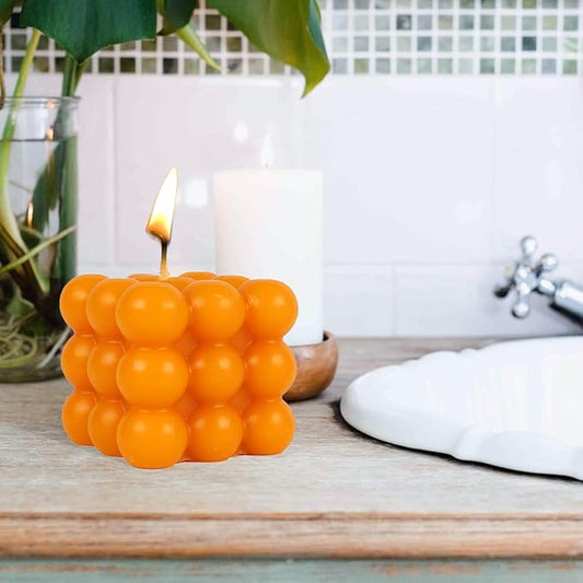 Premium Soy Wax Scented Bubble Cube Candle | Aesthetic Decor Scented Candle | Aromatherapy Fragrance Candles for Home Decor, Wedding & Party, Dinner Table, Christmas (Pack of 1