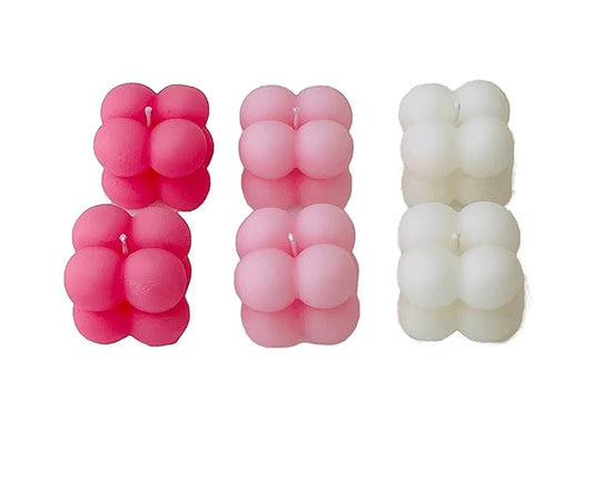 Soy Wax Tiny Cloud Bubble Cube Candle, Rose Scented ( Set of 2)