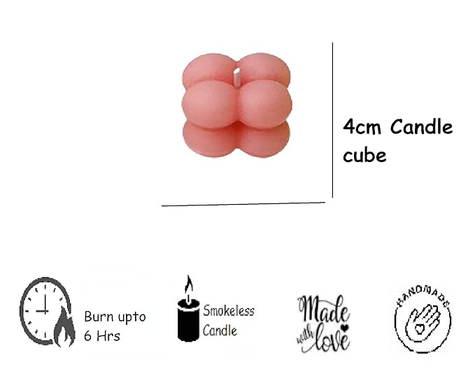 Soy Wax Tiny Cloud Bubble Cube Candle, Rose Scented ( Set of 2)