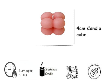 Soy Wax Tiny Cloud Bubble Cube Candle, Rose Scented ( Set of 2)