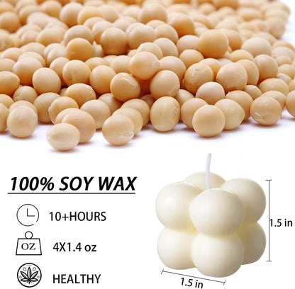 Soy Wax Tiny Cloud Bubble Cube Candle, Rose Scented ( Set of 2)