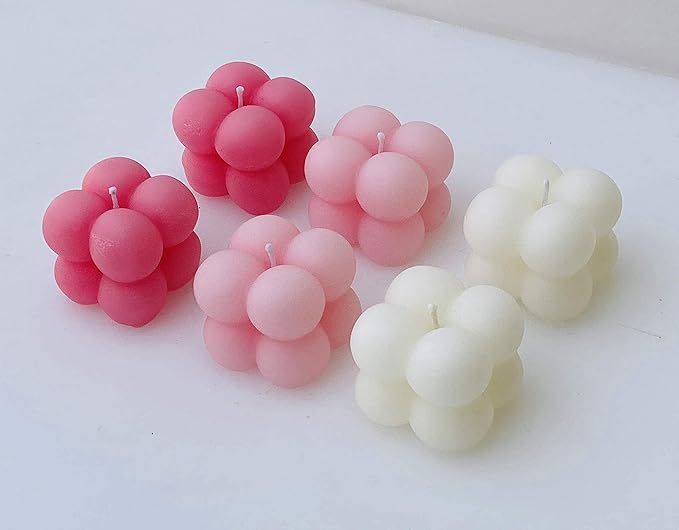 Soy Wax Tiny Cloud Bubble Cube Candle, Rose Scented ( Set of 2)