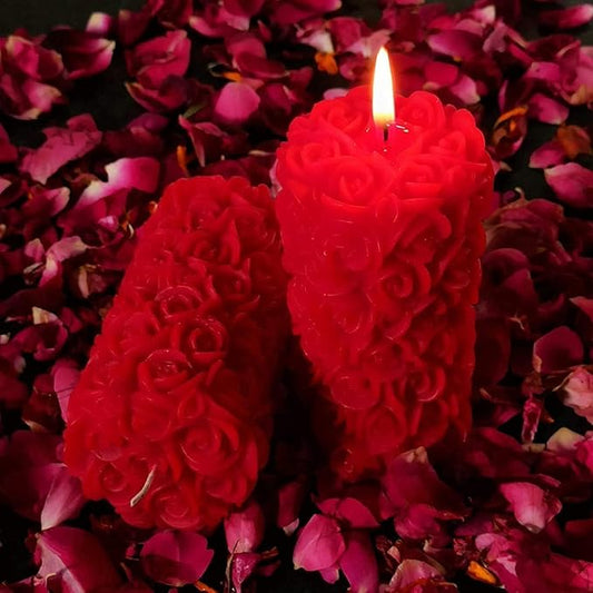 Rose Pillar Scented Candle - Love Candle Set -Red Candle Gift Set