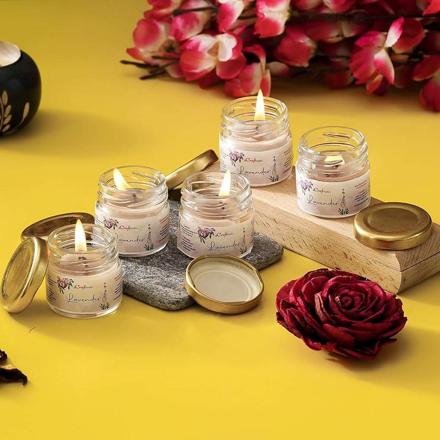 Pure Source India Rose Fragrance Scented Mini Jar Wax Candle - (Set of 3 pcs)