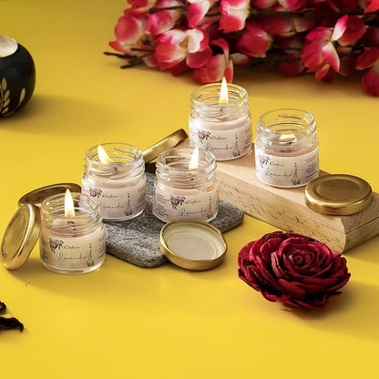 Pure Source India Rose Fragrance Scented Mini Jar Wax Candle - (Set of 3 pcs)