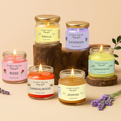 Pure Source India Rose Fragrance Scented Mini Jar Wax Candle - (Set of 3 pcs)
