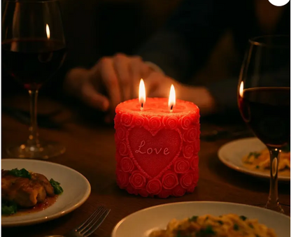 Rose Pillar Scented Candle - Love Candle Set -Red Candle Gift Set