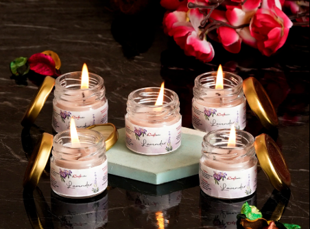Pure Source India Rose Fragrance Scented Mini Jar Wax Candle - (Set of 3 pcs)