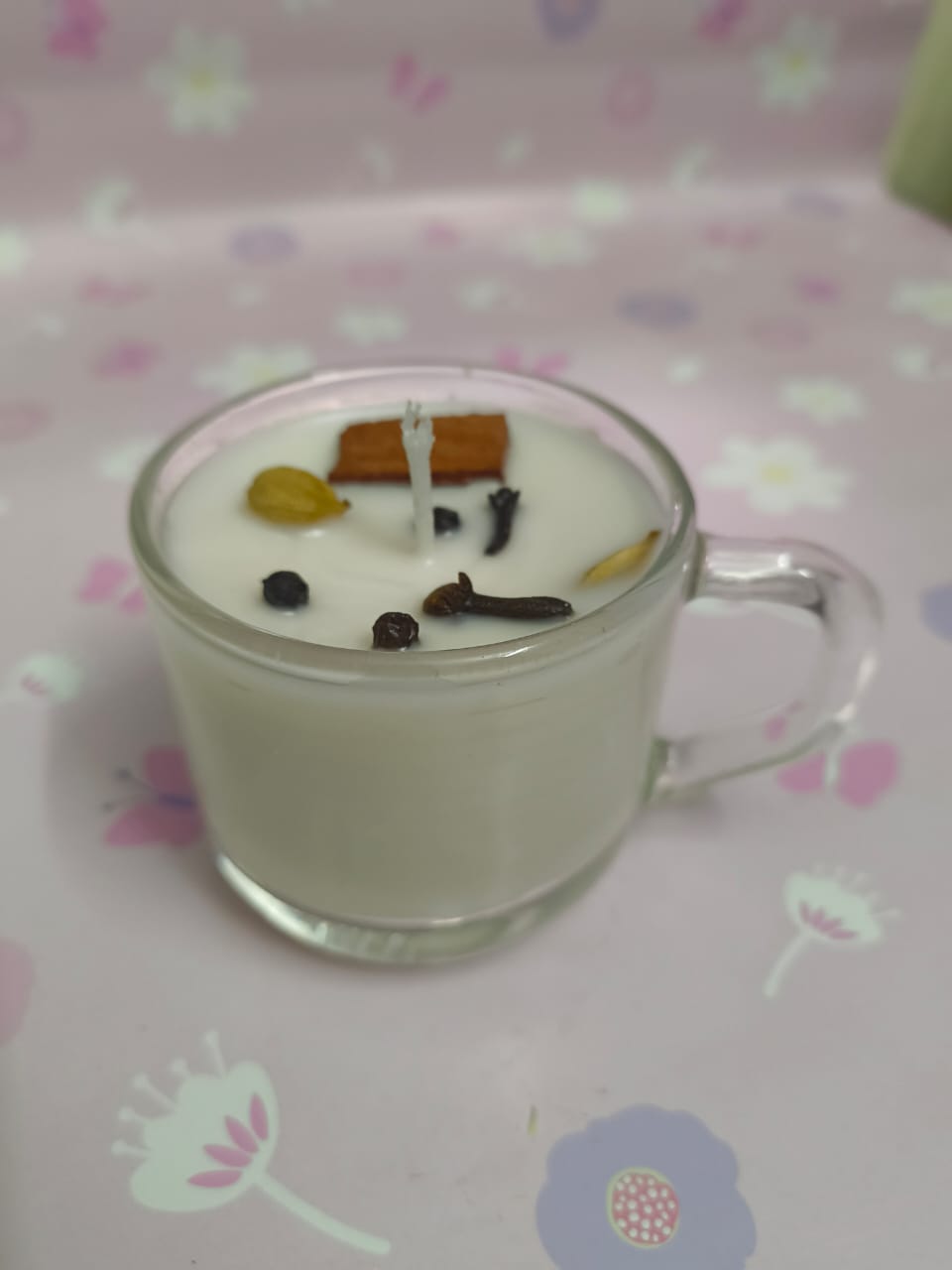 Masala Chai Scented Candle made with Premium Soya wax ad natural chai Color