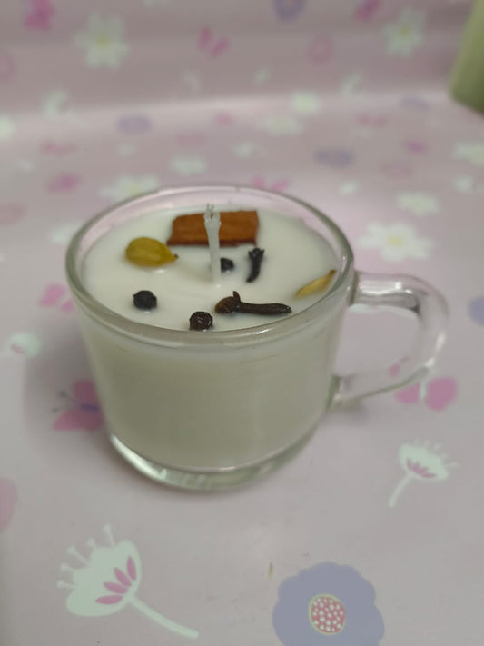 Masala Chai Scented Candle made with Premium Soya wax ad natural chai Color